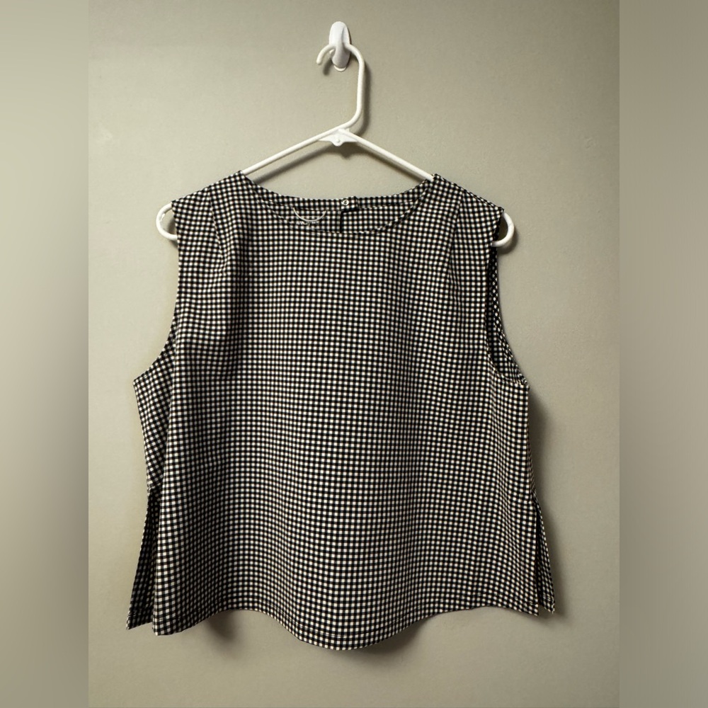 Wayre Shift & Snap Tank in black gingham, Large